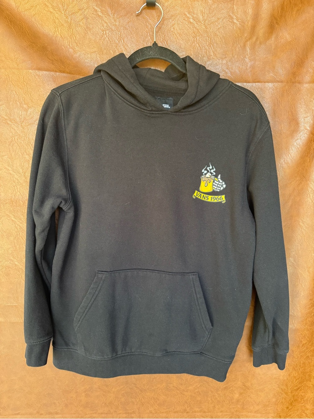 Vans Mens Large Black Hoodie Skeleton Skateboard Off The Wall Graphic